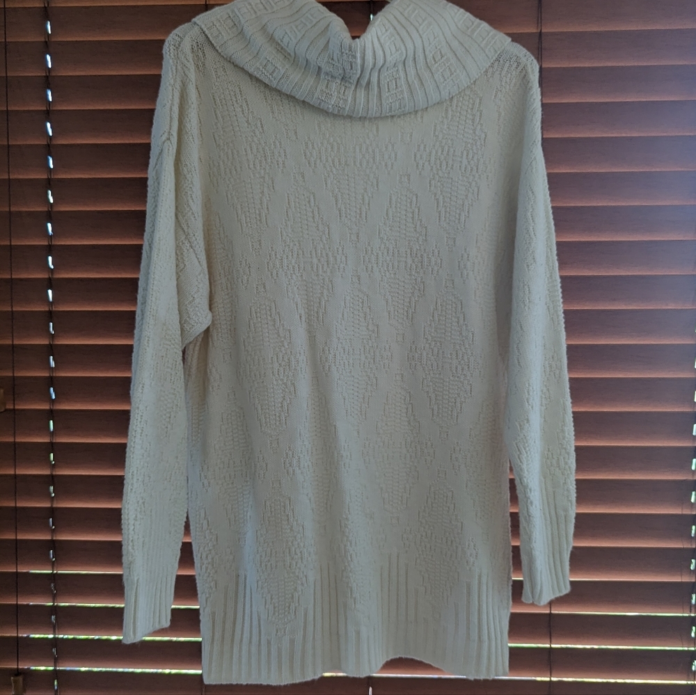 VINTAGE Talbott women's chunky turtleneck textured knit ivory sweater - Picture 3 of 7